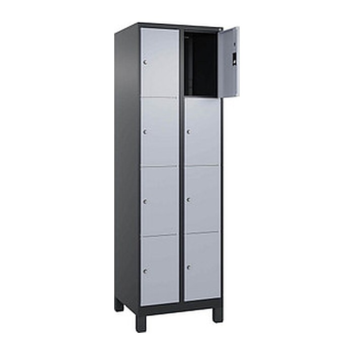 CP Schließfachschrank Classic Plus schwarzgrau, weißaluminium 080010-204 S10046, 8 Schließfächer 60,0 x 50,0 x 195,0 cm