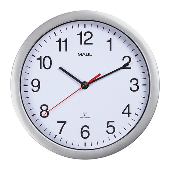 MAUL Funkwanduhr MAULrun weiß silber Kunststoff, Ø 25,2 cm