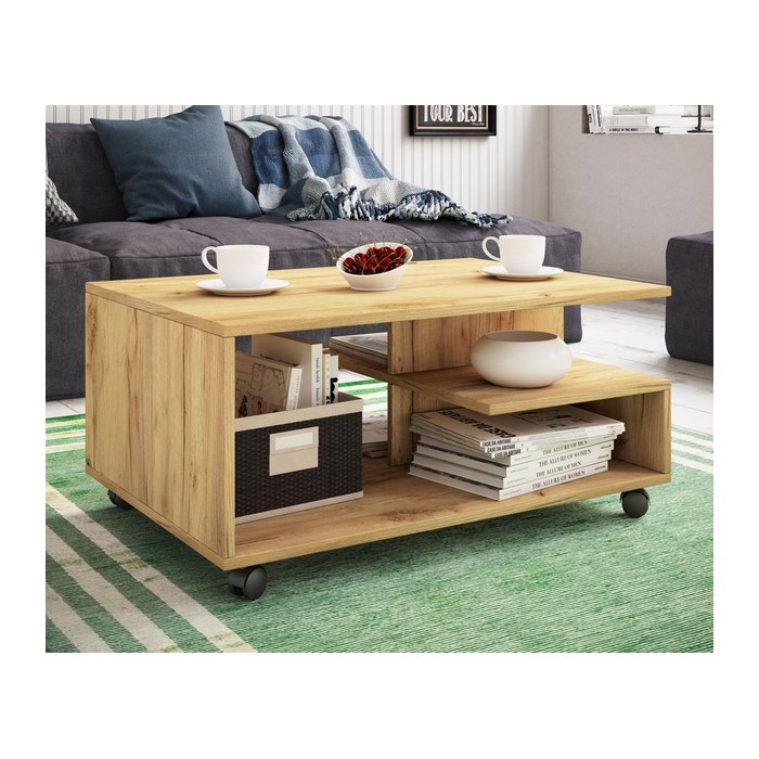 VCM my home Stango Couchtisch rechteckig Spanplatte eiche 80,0 x 50,0 x 40,0 cm, 1 St.