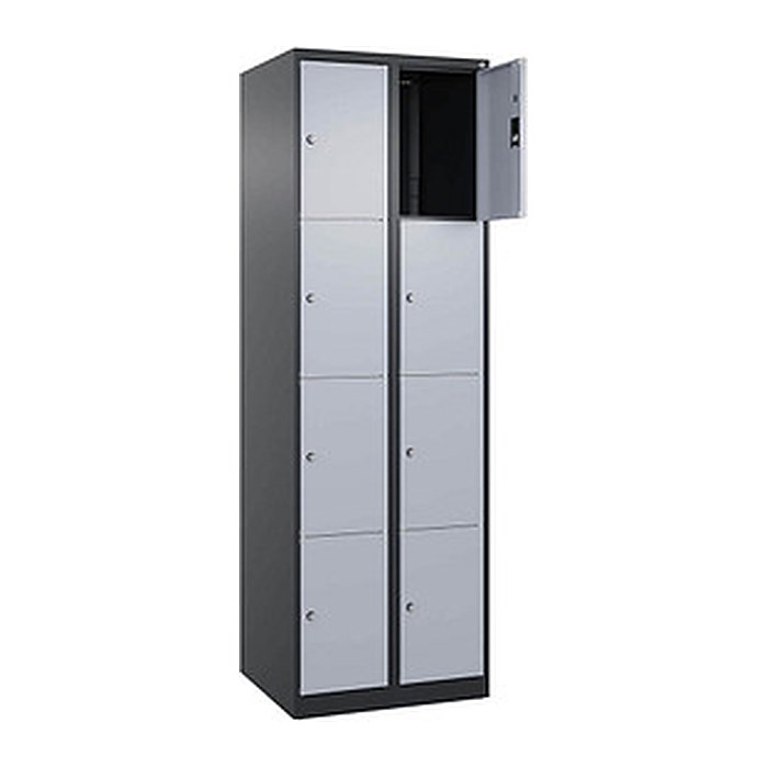 CP Schließfachschrank Classic Plus schwarzgrau, weißaluminium 080000-204 S10038, 8 Schließfächer 60,0 x 50,0 x 185,0 cm