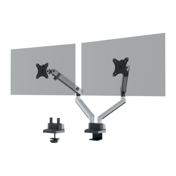 DURABLE Monitor-Halterung SELECT PLUS 509723 silber für 2 Monitore, Tischklemme, Tischbohrung