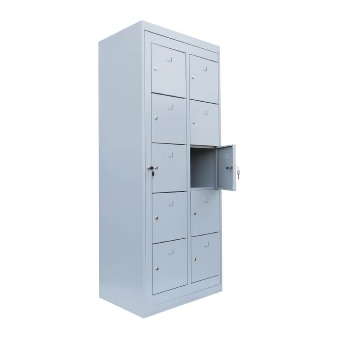 LÜLLMANN Schließfachschrank lichtgrau 526250, 10 Schließfächer 74,0 x 50,0 x 180,0 cm