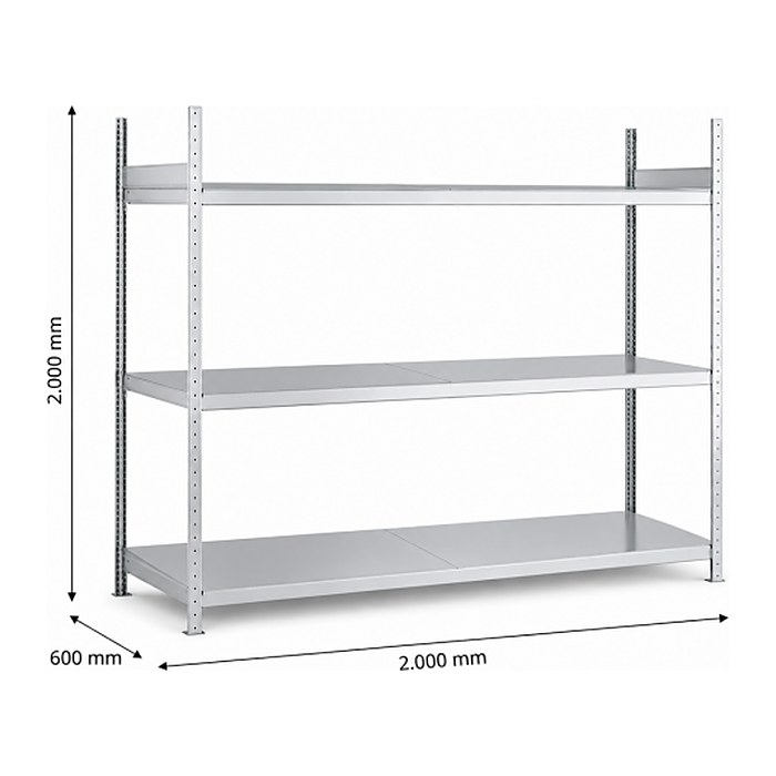 SCHULTE Schwerlast-Weitspannregal WS 2000 15514 silber 200,0 x 60,0 x 200,0 cm