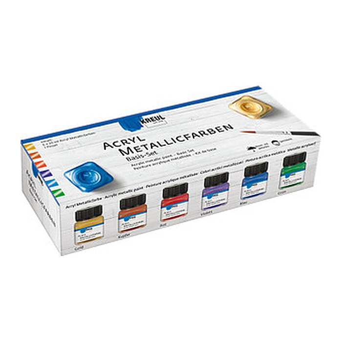 KREUL Metallicfarben Basis Acrylfarben farbsortiert, 6 St.