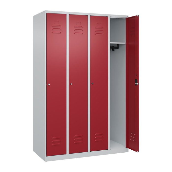 CP Spind Classic Plus lichtgrau, rubinrot 080000-40 S10016, 4 Schließfächer 120,0 x 50,0 x 185,0 cm