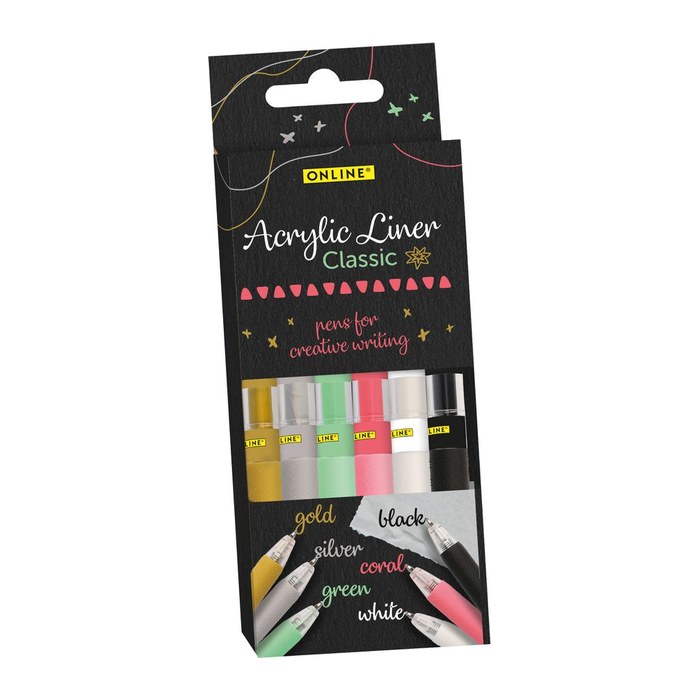 ONLINE® Classic Acrylstifte farbsortiert 1,0 mm, 6 St.