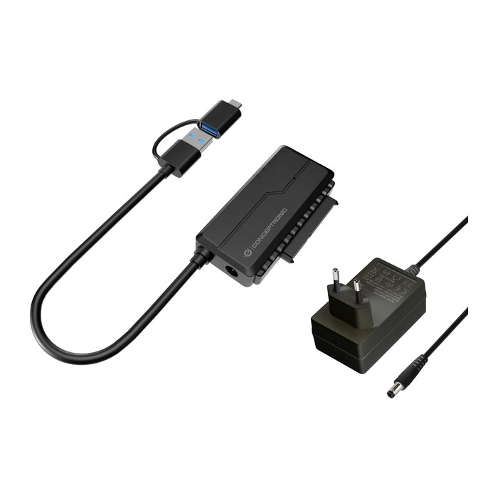 CONCEPTRONIC Adapter USB-A/-C3.0->SATA 22Pin St/Bu schwarz