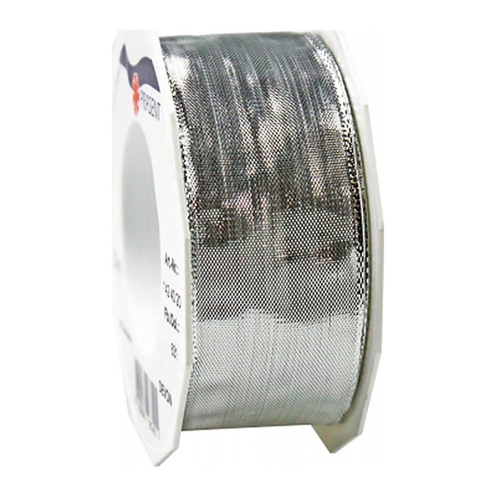PRÄSENT Geschenkband Devon glänzend silber 40,0 mm x 20,0 m
