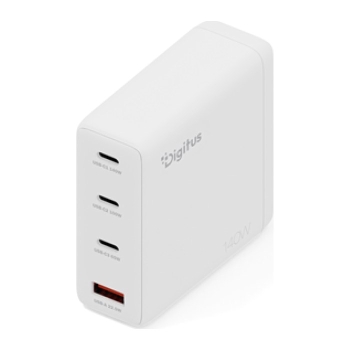 DIGITUS USB-Ladegerät GaN 140W, 3x USB-C, 1x USB-A weiß