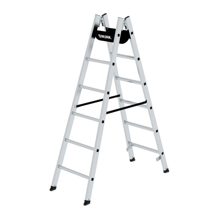 MUNK Stehleiter beidseitig 33012 silber 2x 6 Sprossen, H: 183,0 cm