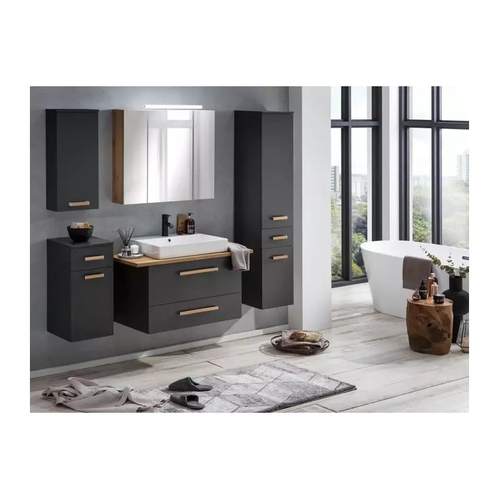 MÖBELPARTNER Badschrank Duo 146533 anthrazit 32,7 x 16,3 x 72,3 cm