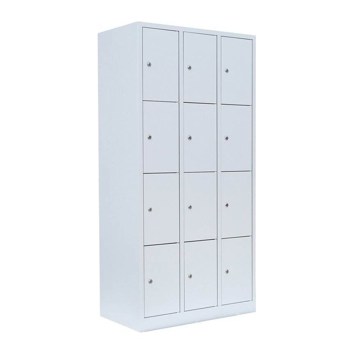 LÜLLMANN Schließfachschrank lichtgrau 520430, 12 Schließfächer 88,5 x 50,0 x 180,0 cm
