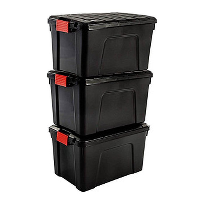 IRIS Ohyama Multi Aufbewahrungsboxen 3x 60,0 l schwarz, rot 39,5 x 59,0 x 54,0 cm, 3 St.