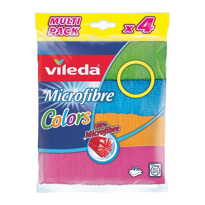 vileda COLORS MULTI PACK Mikrofasertücher 60 °C waschbar, 4 St.