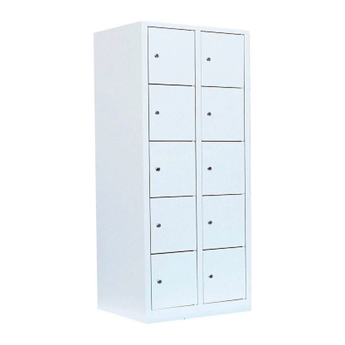 LÜLLMANN Schließfachschrank signalweiß 523527, 10 Schließfächer 80,0 x 50,0 x 180,0 cm