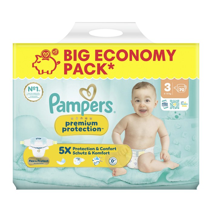 Pampers® Windeln premium protection™ BIG PACK Gr. 3 (6-10 kg) für Babys und Kleinkinder, 70 St.