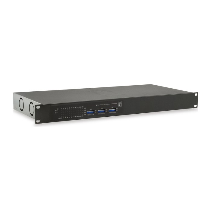 LevelOne PoE+Switch 24xFE PoE/2xGE 150W 19"unmanaged Metall