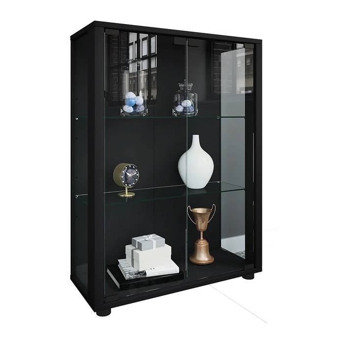 VCM my home Sintalo Vitrine schwarz 2 Fachböden
