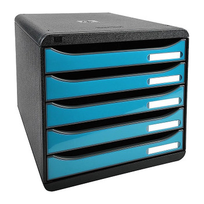 Exacompta Schubladenbox Big-Box Plus türkis 3097282D, DIN A4 mit 5 Schubladen, 1 St.
