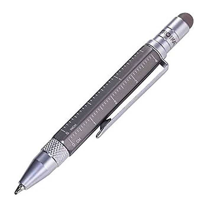 TROIKA® Kugelschreiber LILIPUT TOOL PEN titanfarben, Schreibfarbe: schwarz, 1 St.