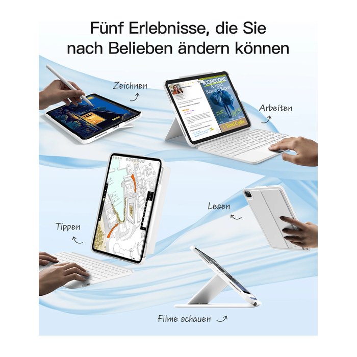 inateck Keyboard Ace Touch iPad 11"/10,9" QWERTZ RGB white