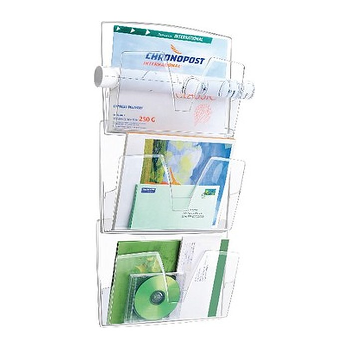 cep Wandprospekthalter transparent DIN A4 3 Fächern 36,0 x 12,2 x 75,0 cm, 1 St.