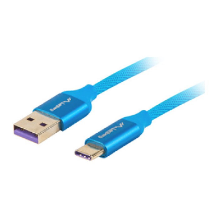 LANBERG USB-C(M)->USB-A(M)2.0 Kabel 1,0m PREMIUM 5A blau