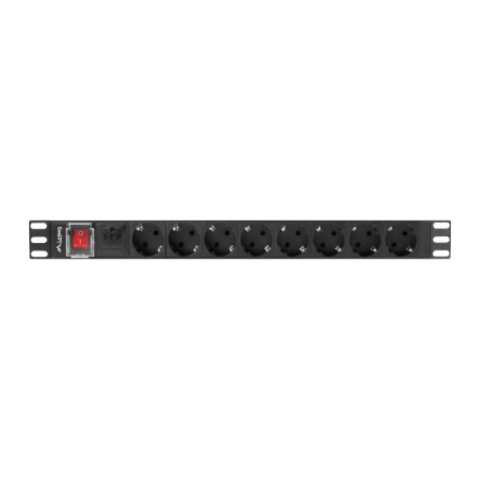 LANBERG 19" PDU-Steckdosenleiste 1U 8xSchuko 2,0m 16A sw