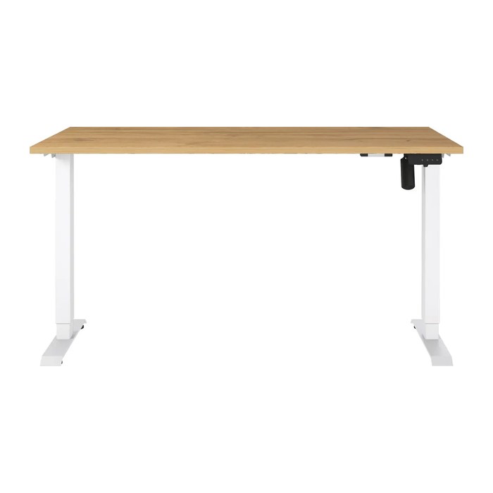 GERMANIA Boras höhenverstellbarer Schreibtisch grandson-eiche rechteckig, T-Fuß-Gestell weiß 140,0 x 80,0 cm