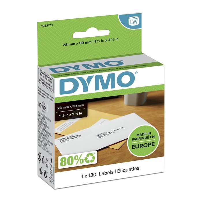 DYMO Etikettenrolle für Etikettendrucker 1983173 weiß, 28,0 x 89,0 mm, 1 x 130 Etiketten