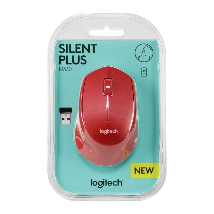 Logitech M330 Silent Plus Maus kabellos rot