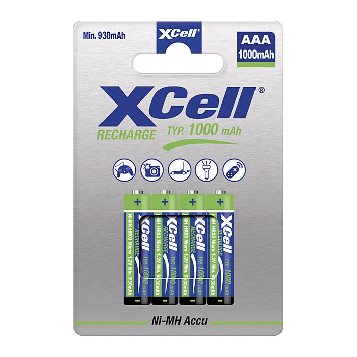 XCell Akku X1000 Ni-MH Micro AAA 1,2V 1000mAh 4St.