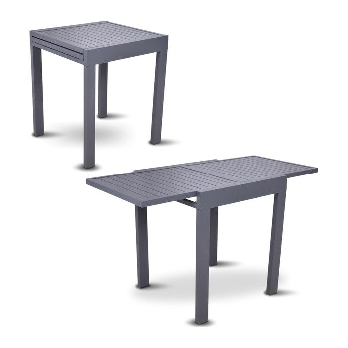 Garden Pleasure Gartentisch ELENA anthrazit quadratisch 65,0 x 65,0 / 130,0 x 75,0 cm