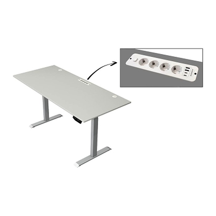 Kerkmann Move 1 plus elektrisch höhenverstellbarer Schreibtisch lichtgrau rechteckig, T-Fuß-Gestell grau 180,0 x 80,0 cm