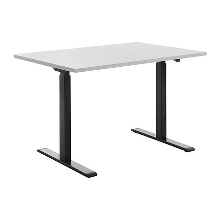 Topstar E-Table elektrisch höhenverstellbarer Schreibtisch lichtgrau rechteckig, T-Fuß-Gestell schwarz 120,0 x 80,0 cm