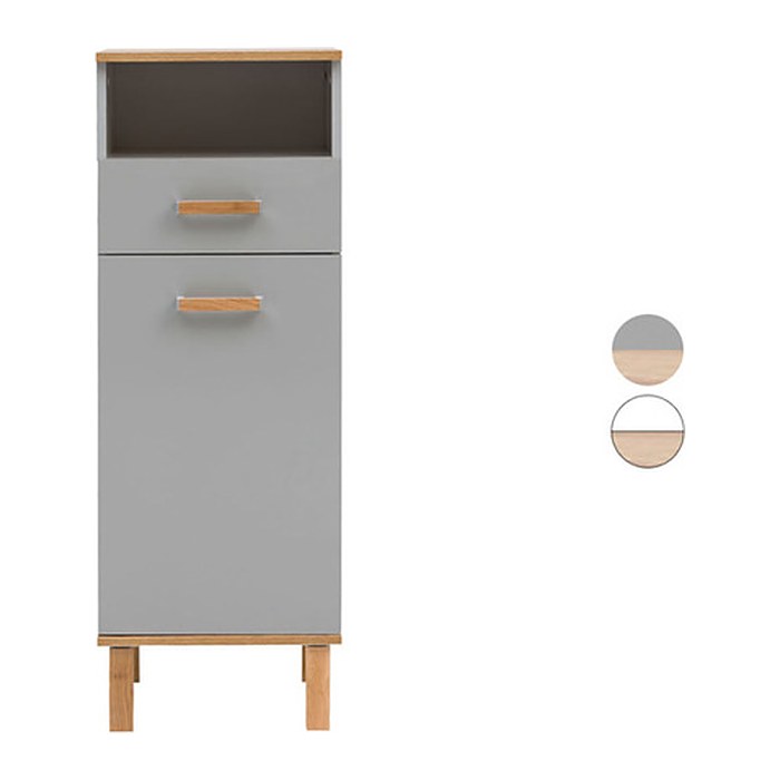 MÖBELPARTNER Badschrank Padua 142178 weiß glanz, eiche landhaus 40,4 x 35,0 x 114,5 cm