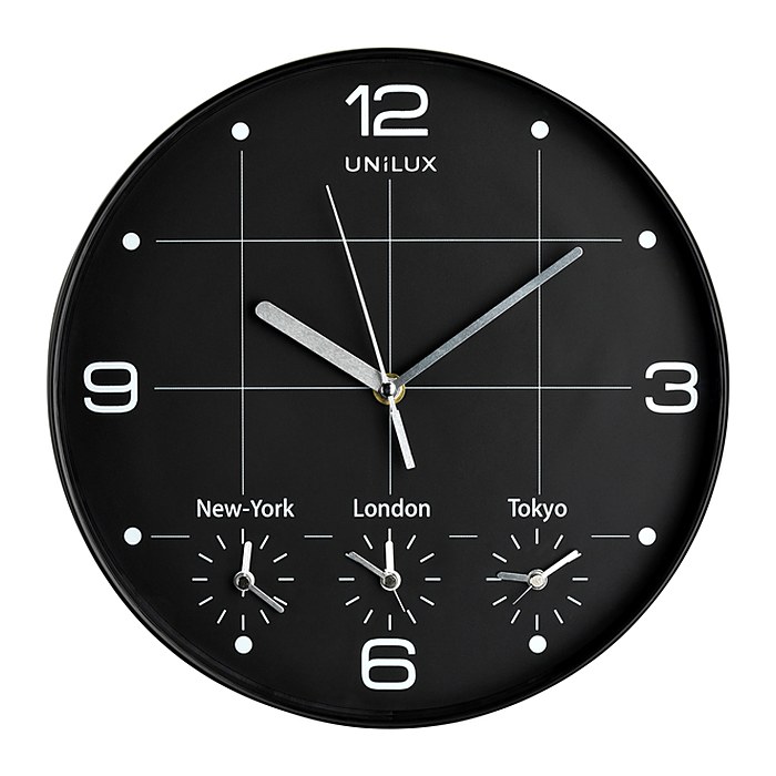 unilux Wanduhr Ontime schwarz Kunststoff, Ø 30,5 cm