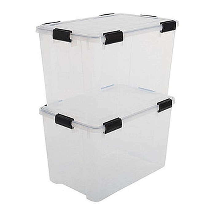 IRIS Ohyama Water Proof Aufbewahrungsboxen 2x 70,0 l transparent, schwarz 39,0 x 59,0 x 44,0 cm, 2 St.