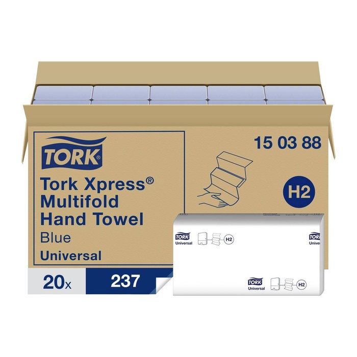 TORK Papierhandtücher 150388 Xpress® H2 Universal Interfold-Falzung 2-lagig blau, 4.740 Tücher