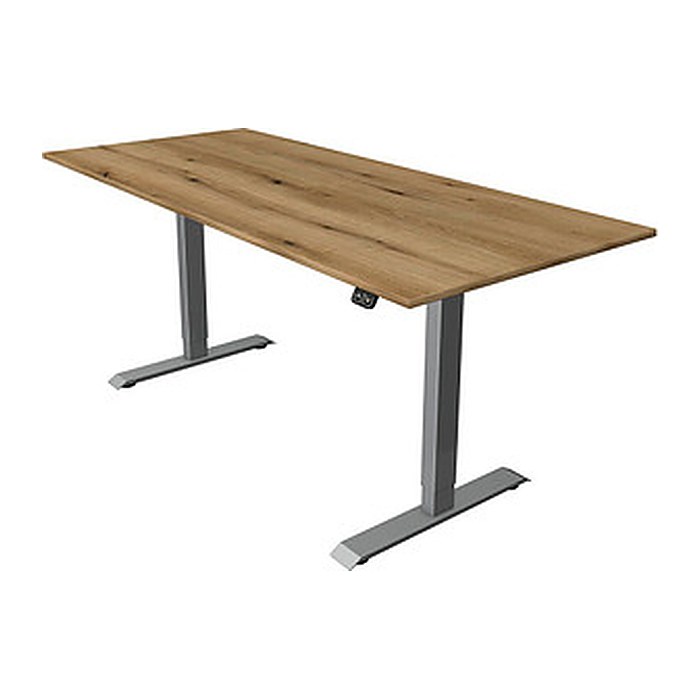 Kerkmann Move 1 elektrisch höhenverstellbarer Schreibtisch eiche rechteckig, T-Fuß-Gestell silber 180,0 x 80,0 cm
