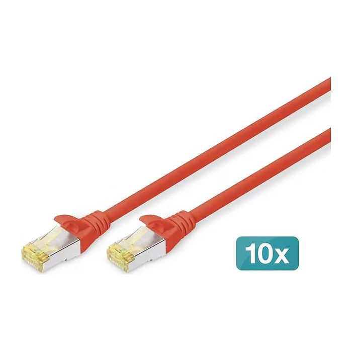 DIGITUS CAT 6A S/FTP Patchkabel, 10 Stück, 3m, rot