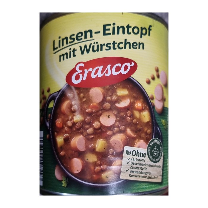 Erasco Linsen mit Würstchen Eintopf 800,0 g, 1 St.