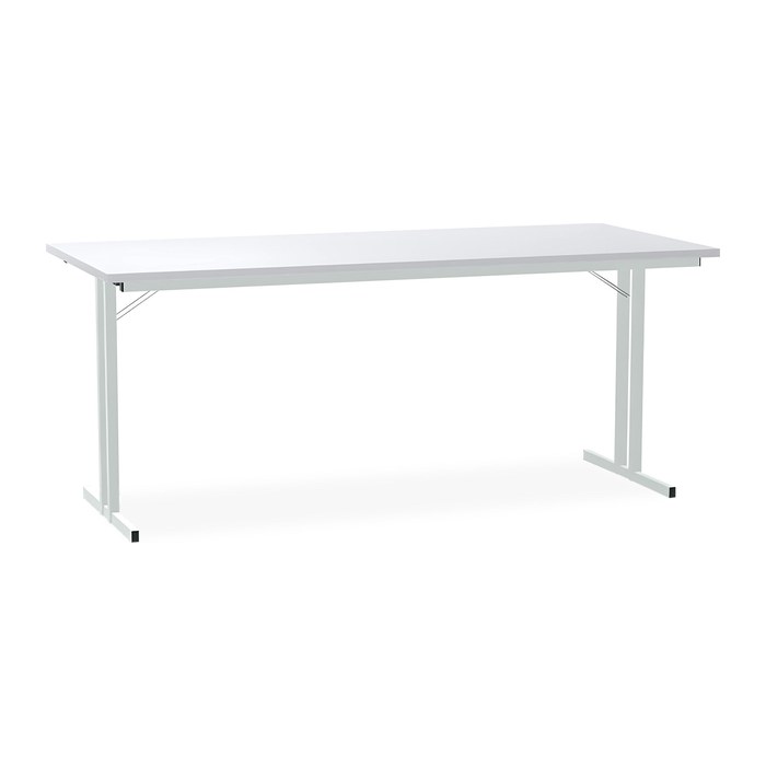 Klapptisch mit T-Fuß – Gestell in Lichtgrau (1800 x 800 x 750 mm, Platte Grau, Gestell RAL 7035)