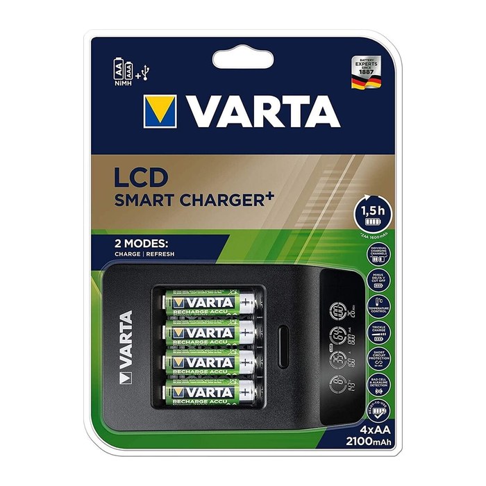 VARTA LCD SMART CHARGER+ Akku-Ladegerät inkl. Akkus