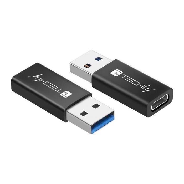 Techly Adapter USB-A M auf USB-C F, USB 3.0, schwarz