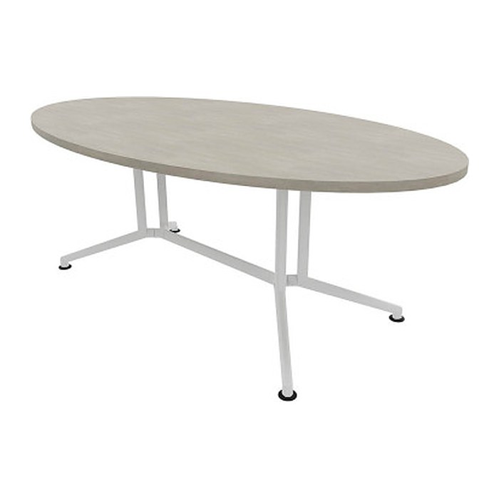 Quadrifoglio Konferenztisch X2 beton oval, V-Gestell weiß, 200,0 x 110,0 x 74,0 cm
