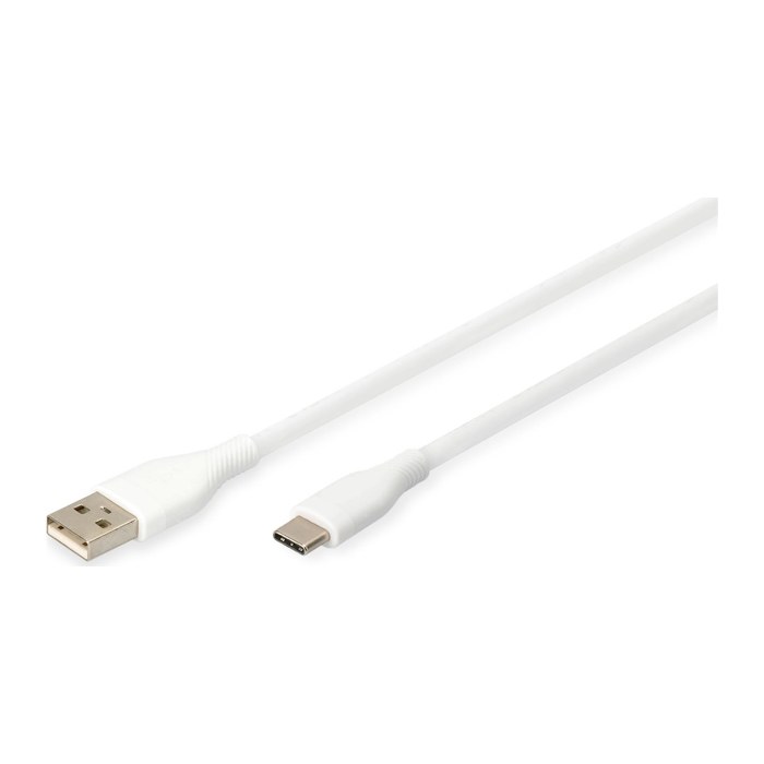 DIGITUS USB 2.0 Kabel Typ C -A Silikon St/St 0,5m weiß