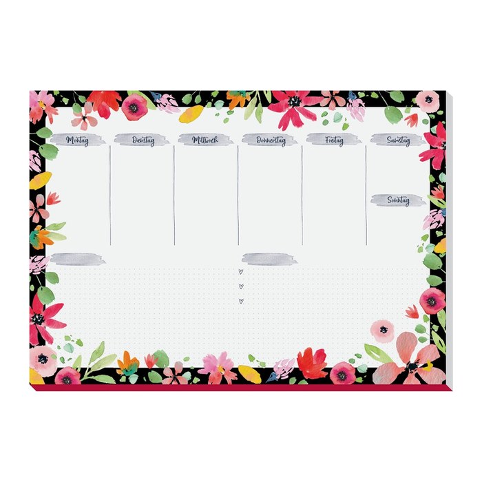SIGEL Schreibtischunterlage Flower Love weiß/bunt Papier 42,0 x 29,7 cm, 30 Blatt