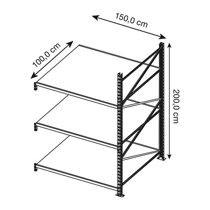 Manorga Anbau-Schwerlastregal EPSIVOL ZR2015103F4S himmelblau, braun 150,0 x 100,0 x 200,0 cm