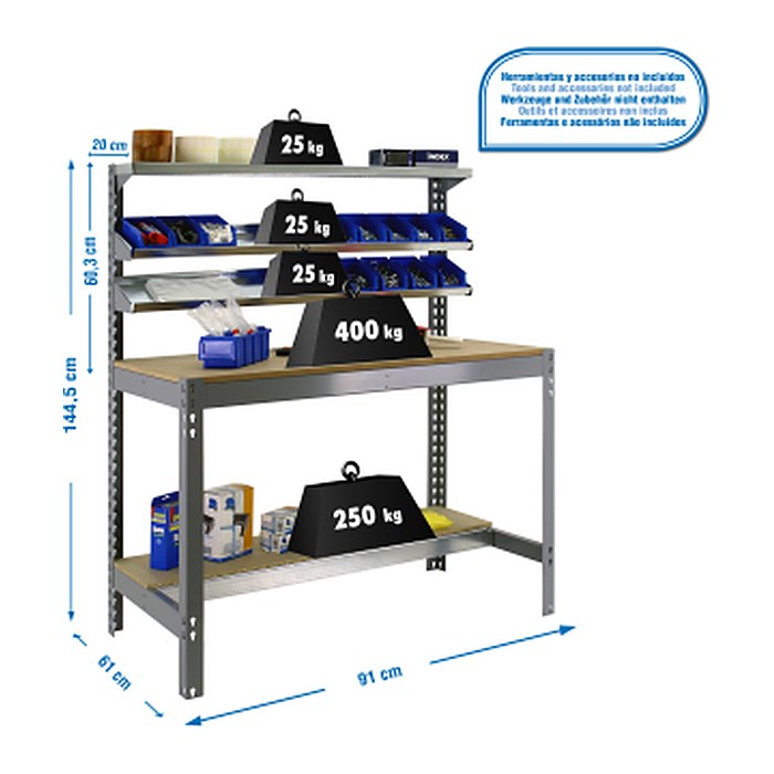 Simonrack Werkbank SIMONWORK BT1 900 grau 91,0 x 61,0 x 144,5 cm